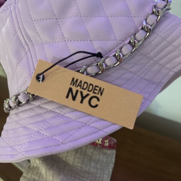 Madden NYC purple bucket hat with chain accent